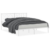 Cumpara ieftin Cadru de pat metalic cu tablie, alb, 160x200 cm