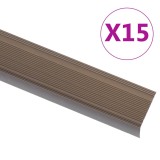 Cumpara ieftin Profile trepte in forma de L, 15 buc., maro, 90 cm, aluminiu