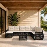 Cumpara ieftin Set de canapele pentru gradina 9 buc. Negru si Alb crem