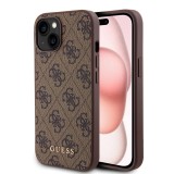Husa originala Guess iPhone 15 Plus Hardcase 4G Metal Gold Logo, maro, GUHCP15MG4GFBR
