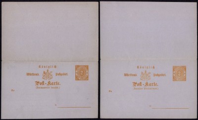 Germany Wurttemberg - Postal History Rare Old postcard + Reply UNUSED DB.275 foto
