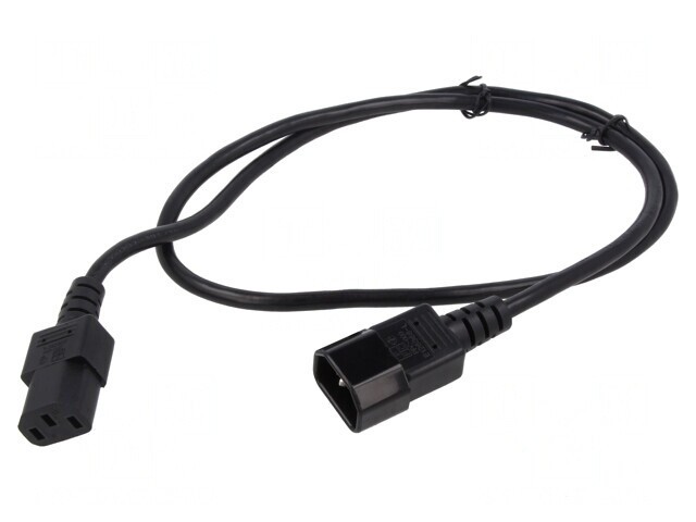 Cablu de Alimentare 1m IEC C13 Mamă la IEC C14 Tată Negru