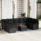 Cumpara ieftin Set de canapele pentru gradina 10 buc. Negru poliratan