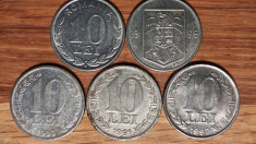 Lot Romania 5 monede 10 lei ani diferiti 1990, 1991, 1992, 1994, 1995 foto