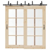 VidaXL Set feronerie pentru uși glisante, negru, 213,5 cm, oțel