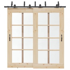 vidaXL Set feronerie pentru uși glisante, negru, 213,5 cm, oțel