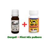 Antiparazitar extern, păduchi, căpuşe, pentru păsări Dergall 10 ml + Praf păduchi, căpușe păsări, Piret Mix pulbere 100 gr