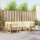 vidaXL Set de canapele de exterior cu pernă 6 pcs Alb și crem 3388104