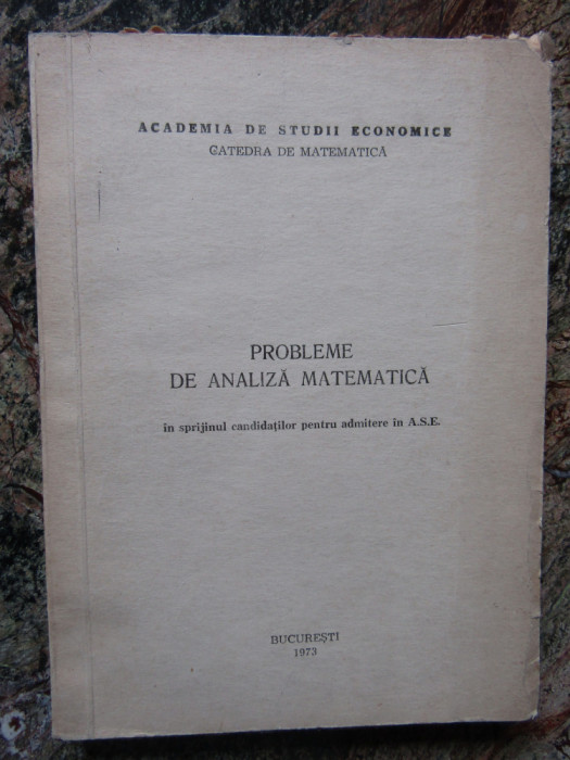 PROBLEME DE ANALIZA MATEMATICA , 1973