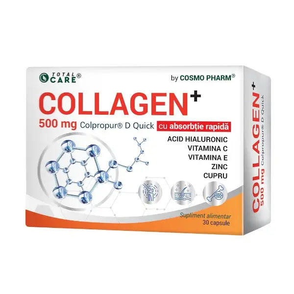 COLLAGEN+ Colpropur&reg; D Quick &ndash; Colagen Hidrolizat Peptide 500 miligrame 30 capsule Cosmo Pharma