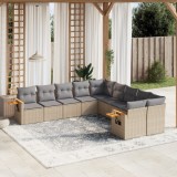 vidaXL Set canapele de grădină cu perne, 10 piese, bej, poliratan 3259595
