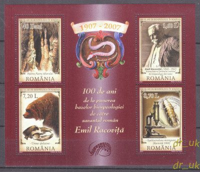 ROMANIA 2007 LP 1753 a -100 de ani de la Bazele Biospeologiei Emil Racovita MNH foto