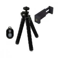 Mini trepied flexibil 33 cm cu telecomanda bluetooth pentru telefon + suport telefon cu 2 filete 1 4