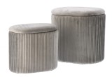 Cumpara ieftin Set 2 tabureti catifea gri 33,5 x 23,5 x 31, 41 x 31 x 38 cm