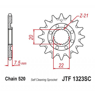 Pinion fata 13 dinti pas lant 520 &amp;ndash; HM Moto CRE F 250 R/X - Honda CR 125 R (04-07) - CRF 250 R (04-16) - CRF 250 X (04-16) foto