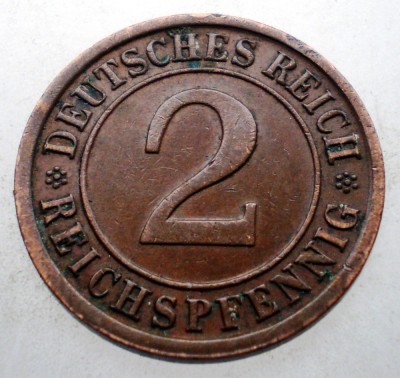 2.687 GERMANIA WEIMAR 2 REICHSPFENNIG 1936 D foto