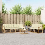 vidaXL Set de canapele de exterior cu pernă 8 pcs Alb și crem 3389292