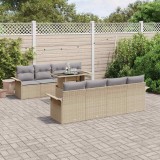 vidaXL Set de canapele pentru grădină cu pernă 9 pcs Bej Rattan poli 3356983