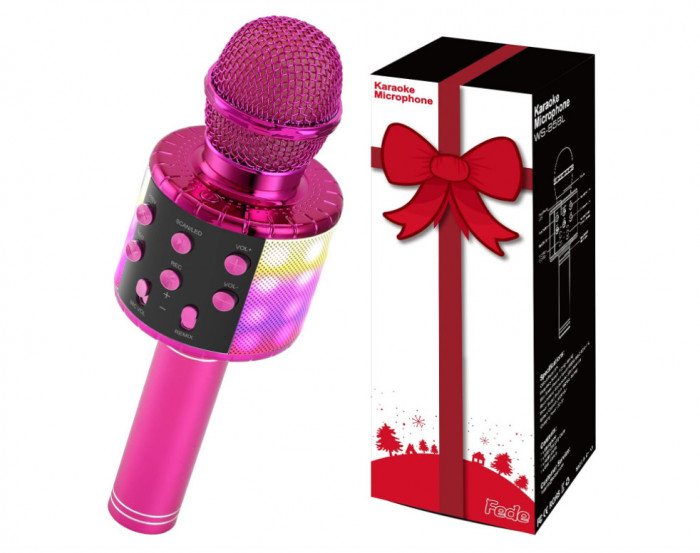 Microfon fara fir pentru karaoke Fede pentru copii, roz - RESIGILAT