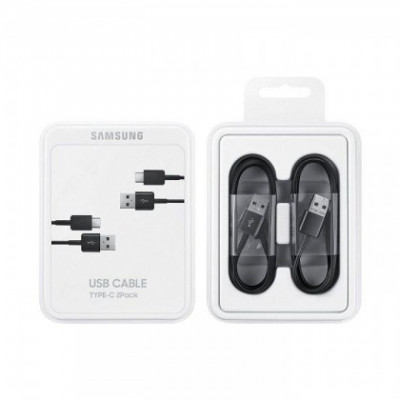 Cablu de Date si Incarcare 2 x USB la USB Type-C, Samsung EP-DG930MBEGWW, 1.5 m, Negru, Original EU Blister foto