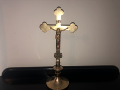 Cruce ortodoxa cu Isus rastignit din bronz masiv foto