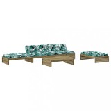 Set mobilier de gradina cu perne, 5 piese, lemn de pin tratat