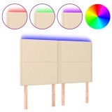Cumpara ieftin Tablie de pat cu LED, crem, 144x5x118/128 cm, textil