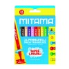 Set 24 Carioci colorate ergonomice Mitama, lavabile, forma triunghiulara, multicolor