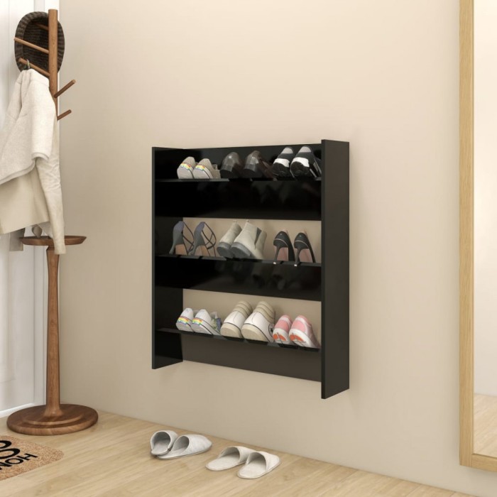 vidaXL Pantofar de perete, negru, 80x18x90 cm, PAL 806779