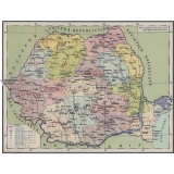 Harta administrativa Romania cu regiuni, 1957, 50x70cm, repro