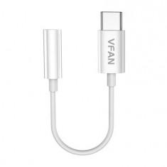 Vipfan L08 USB-C și cablu AUX mini jack de 3,5 mm, 10 cm (alb)