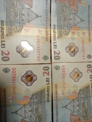 Bancnote de 20 de lei serii consecutive 4 bucăți. foto