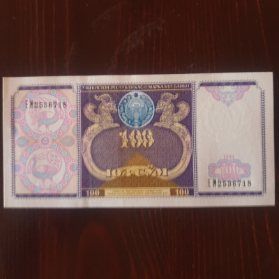 Bancnote Uzbekistan 100 SUM - 1994 -UNC foto