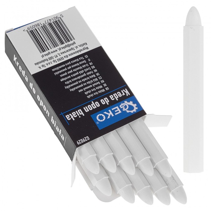 Set creta impermeabila pentru marcarea anvelopelor, alb, 12 x 110 mm, 10 elemente, Geko G29029