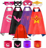Ks Costumes Set de 8 bucăți pelerine de supererou și brățări palme pentru băieți, Oem