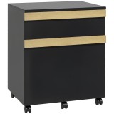 Vinsetto Caisson de birou cu roți și 2 sertare glisante trieur pentru dosare 48 x 40 x 59,5 cm negru | Aosom Romania