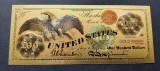 S.U.A. 100 DOLARI 1863 "Spread Eagle"- (REPLICA/REPRODUCERE/SUVENIR/DECORATIVA) POLIMER (PLASTIC) PLACATA CU AUR DE 24K.