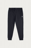 EA7 Emporio Armani pantaloni de trening din bumbac culoarea albastru marin, neted