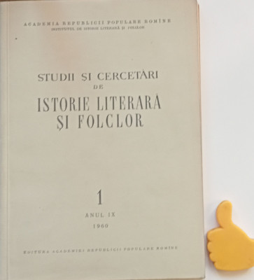 Studii si cercetari de istorie literara si folclor 1 anul IX 1960 foto