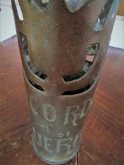 Trench Art : Tub de Obuz, Italia Primul Razboi Mondial 1915-1918 foto