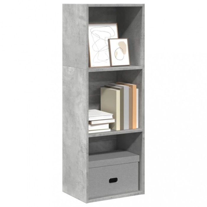 Gossi biblioteca, gri beton, 40x30x114 cm, lemn prelucrat