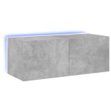 Cumpara ieftin Comoda TV de perete cu lumini LED, gri beton, 80x35x31 cm
