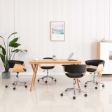 vidaXL Scaune de bucătărie pivotante, 4 buc., negru, piele ecologică 3054882