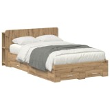 vidaXL Cadru de pat cu depozitare Stejar Artizanal 120 x 190 cm 3433733