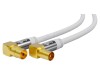 Cablu Coaxial Goobay 10m Alb, 75 Ohm, Cvadruplu Ecranat, Compatibil 4K UHD Full HD, Conectori Unghi 9.5mm, OFC