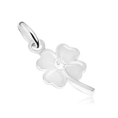 Pandantiv lucios - floare cu zirconiu &amp;icirc;n centru și tulpină, argint 925 foto