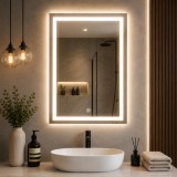 Oglinda baie LED 50x70 cm cu anti-aburire si control tactil