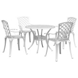 vidaXL Set mobilier de grădină, 5 piese, alb, aluminiu turnat 3216336
