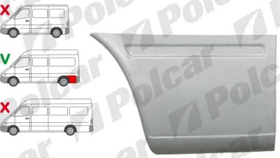 Segment reparatie aripa spate MERCEDES SPRINTER, 01.1995-2006, VW LT II 05.1996-12.2005, partea dreapta, lateral panel: L=1950 mm; in spatele rotii; foto