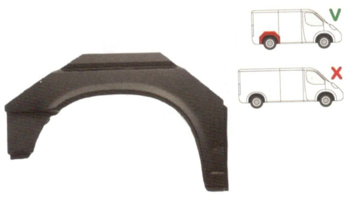 Segment reparatie aripa spate VW TRANSPORTER (T4)/CARAVELLE/MULTIVAN, 07.1990-03.2003, partea dreapta, scurt, versiune scurta,